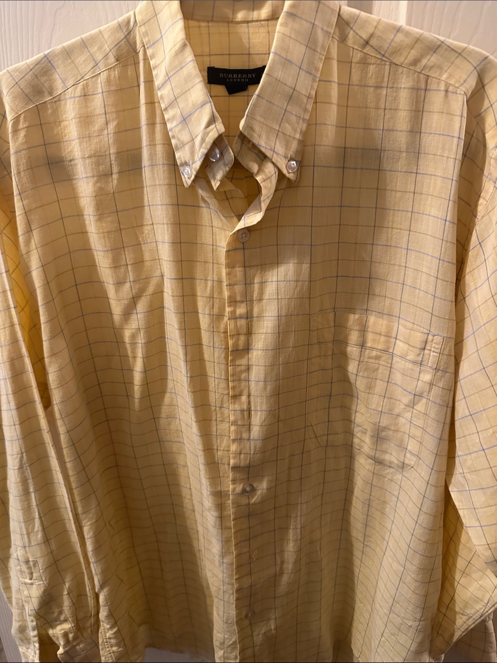 Burberry Ovis Yellow Signature Collection Windowpane Button-Down Medium Shirt